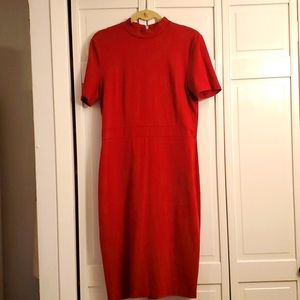 Express red mock turtleneck midi dress Sz L
